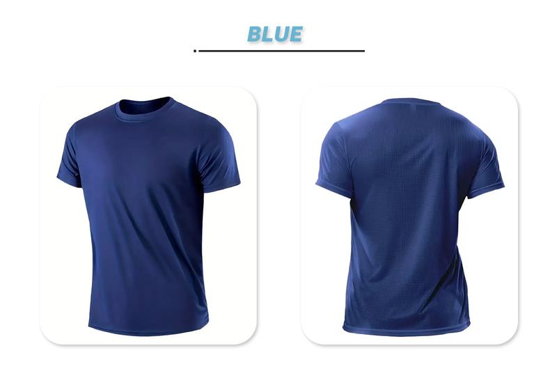 OKP Five Pack Men's Highly Elastic Moisture-Wicking T-shirt Soft, Quick-Drying, Breathable Sports Solid Color Short-Sleeved Round Neck Running Fitness Lightweight Top, Four Seasons gym wear cycling