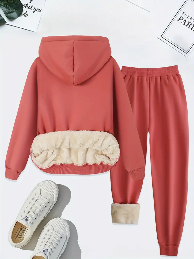 japanese and korean style casual womens heart bow print hoodie and pants set   fall winter featuring a plush design ideal for outdoor Product details 5