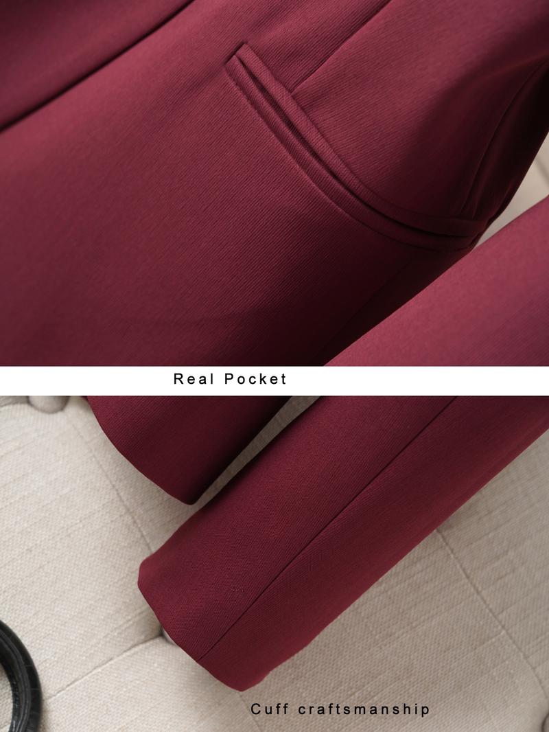 Elegant Women's Blazer Jacket, Fitted Woven Fabric, Long Sleeve Plain Design, Perfect for Office & Spring Autumn Wear