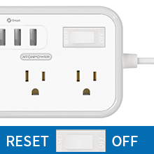 NTONPOWER 5FT Extension Cord Flat Plug Power Strip with USB 6 Outlet Dorm Room