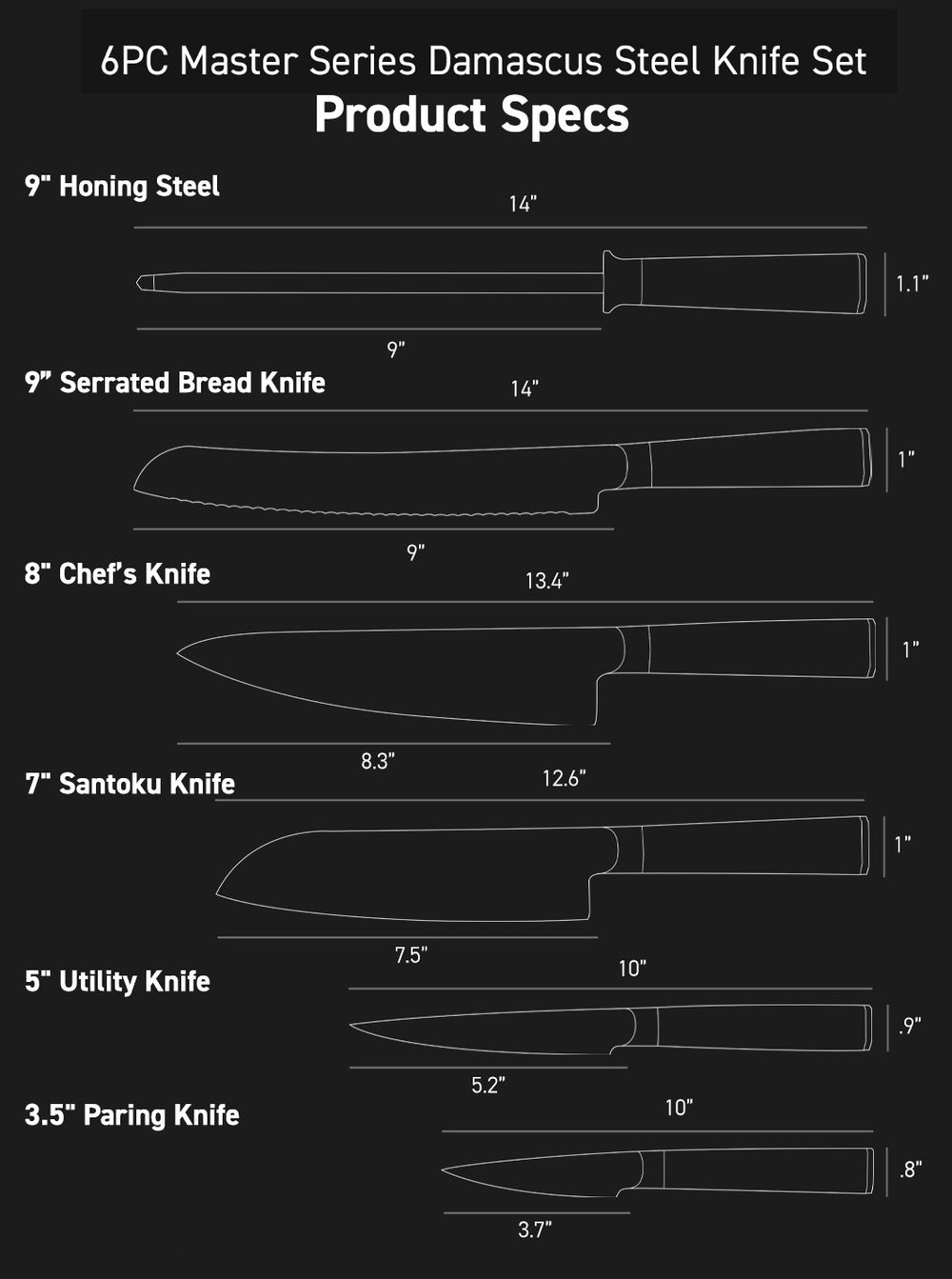 Product Spec dimensions