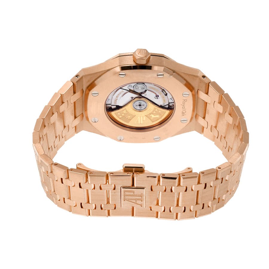 audemars piguet royal oak pink gold blue dial replica2