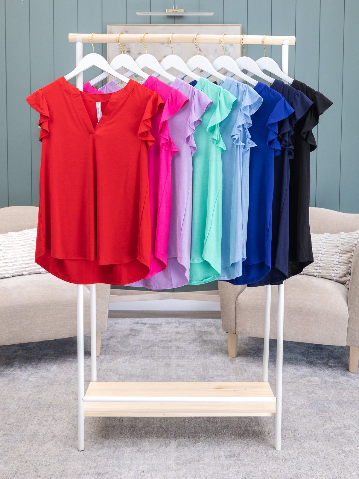 Dear Scarlett Lizzy 純色防皺飄逸短袖上衣 | S - 3X