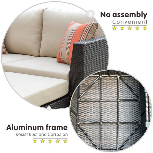 Ovios Patio Backyard outdoor PE rattan wicker sofa couch