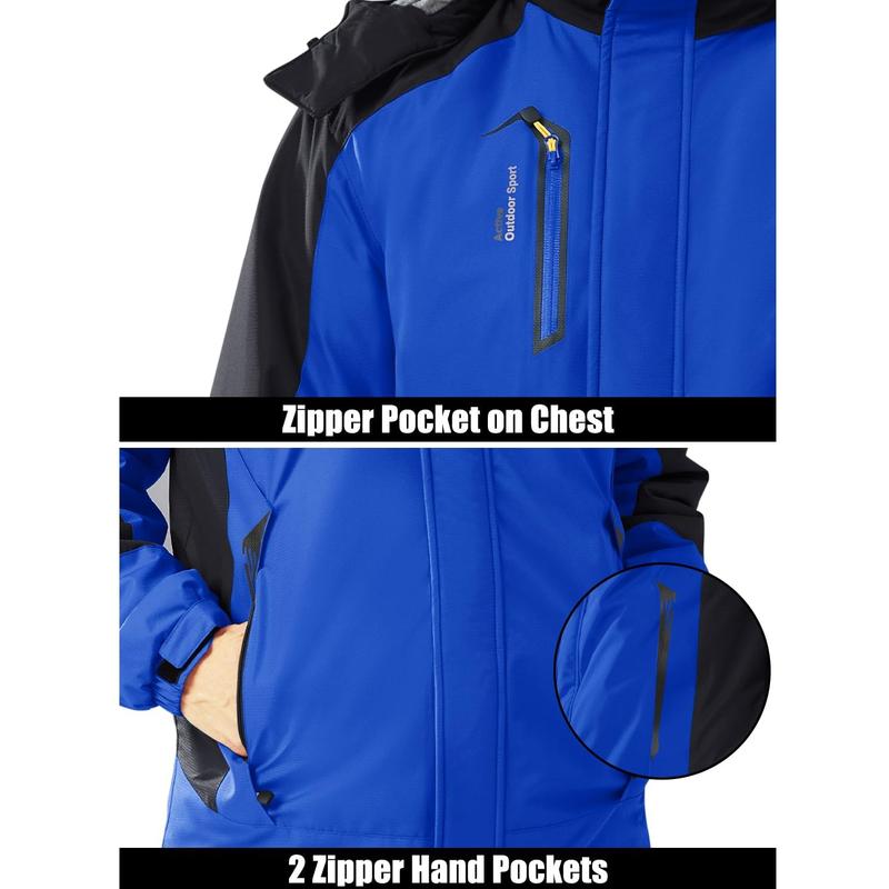 MAGCOMSEN Men's Winter Coats Water Resistant Ski Snow Jacket Warm Fleece Parka Raincoats with Multi-Pockets