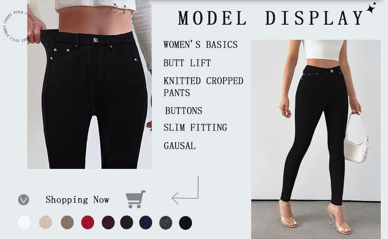 GILIPUR Y2K Women's Plain Pocket Button Leggings, Casual Comfy Skinny Pants for Yoga Gym Workout, Ladies Bottoms for Fall & Winter,T-Chic