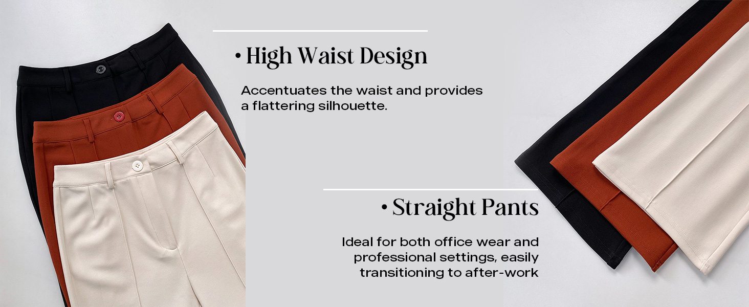  Work Pants for Women High Waist Straight Leg Work Pants Business Casual Trousers