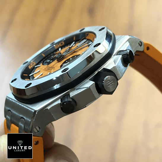 Audemars Piguet Stainless Steel Bezel Crown Push Button Replica side view