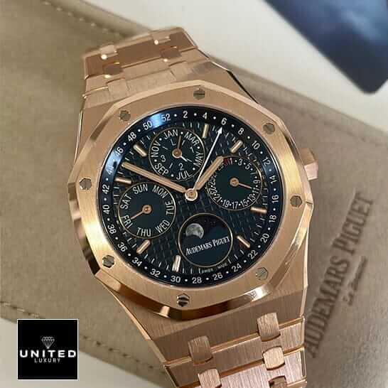 Audemars Piguet Royal Oak Gold Blue Dial Replica on the leather