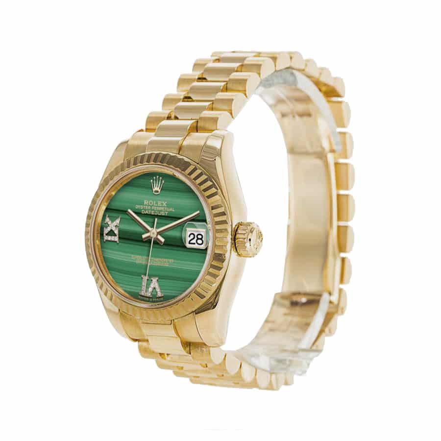 rolex datejust yellow gold ladies green dial 278278 replica 1