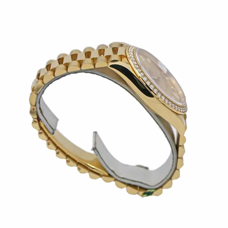 rolex day date 228348rbr kw yellow gold diamonds champagne dial r2