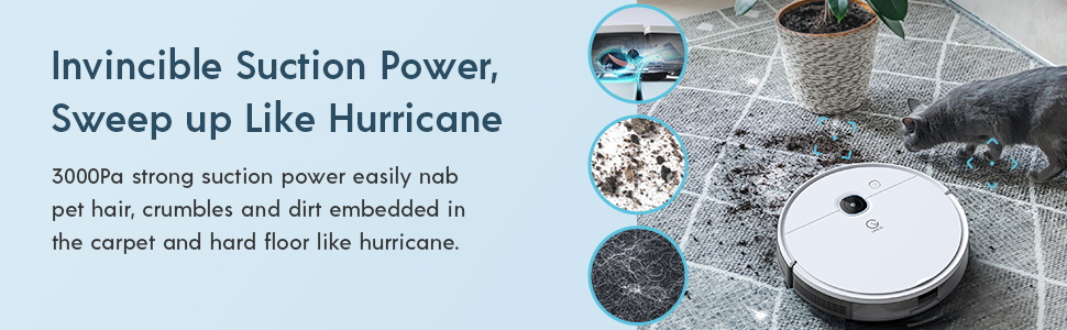 yeedi 3000Pa robot vacuum cleaner disposal station, app alexa google home compatible