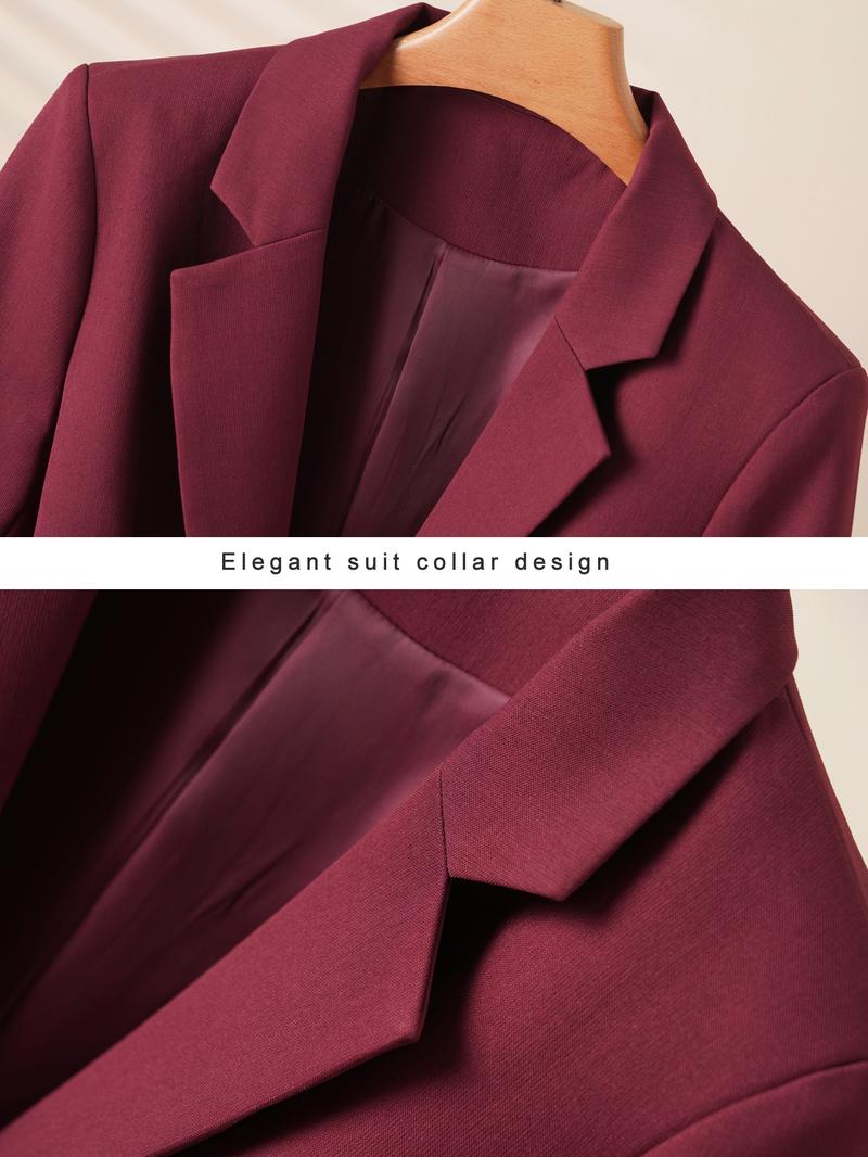 Elegant Women's Blazer Jacket, Fitted Woven Fabric, Long Sleeve Plain Design, Perfect for Office & Spring Autumn Wear, Trendy Blazer