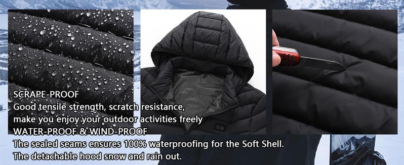 Norwell Heated Hoodie Jacket with 7.4V/3A 5000mAh Battery Pack, Dual Control 5Heat Zones LED Waterproof Comfort Basic Winter Clothes Men, Plus Size Women's Clothing - Black