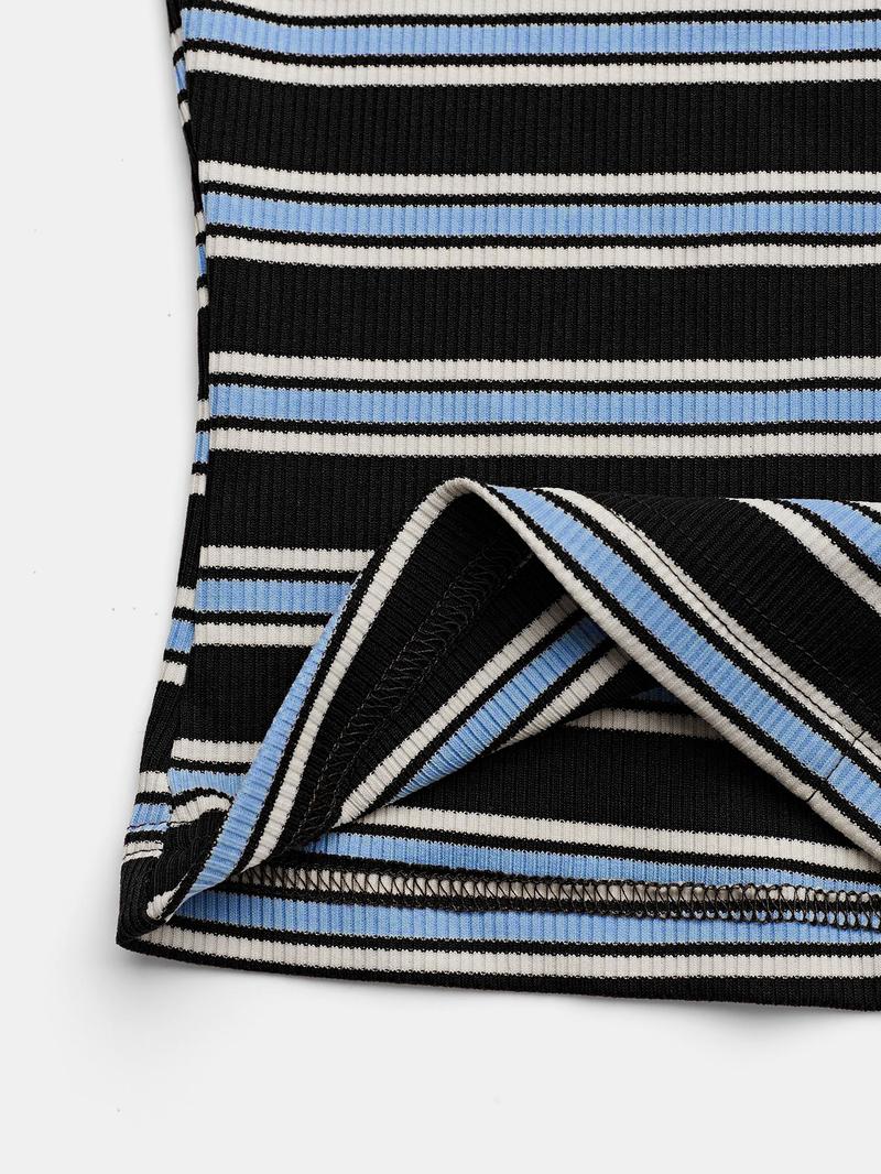 Women's Casual Colorblock Striped Long Sleeve Top & Loose-Fit Pants Set, Perfect for Holidays, Commuting, Daily Wear