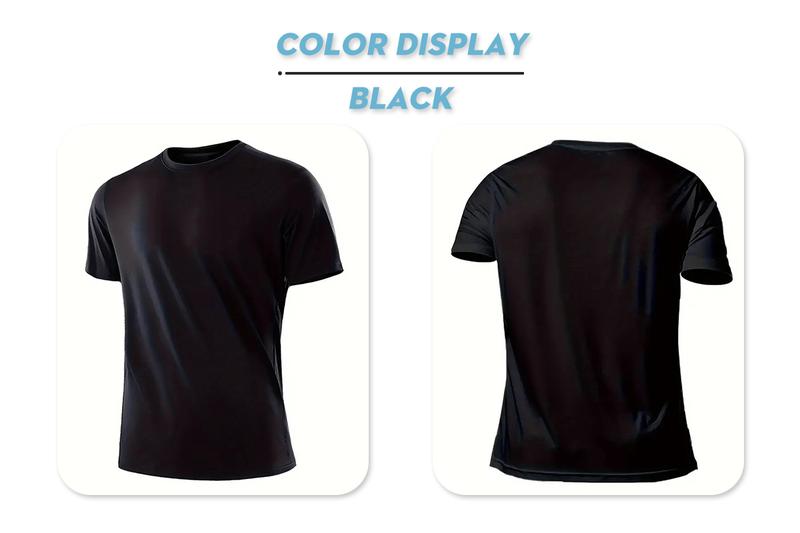 OKP Five Pack Men's Highly Elastic Moisture-Wicking T-shirt Soft, Quick-Drying, Breathable Sports Solid Color Short-Sleeved Round Neck Running Fitness Lightweight Top, Four Seasons gym wear cycling