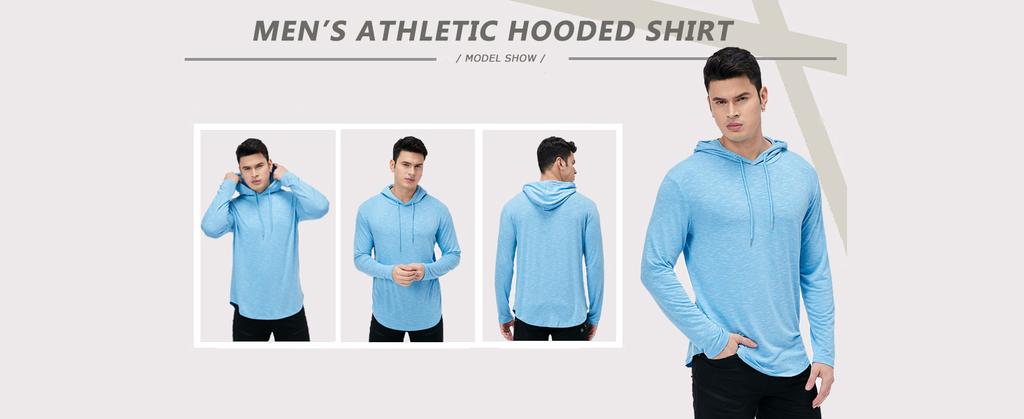 hooded t shirt/hooded workout shirt men/hoodie shirt lightweight/long sleeve hooded t shirts