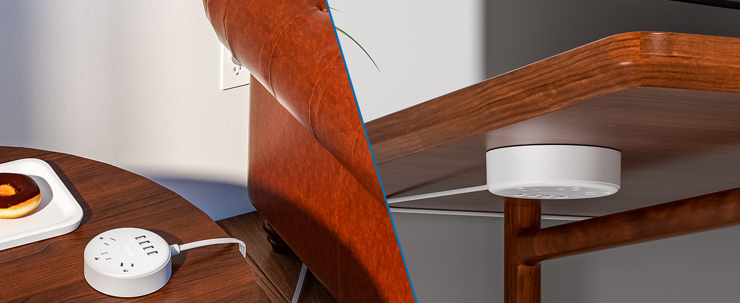 15 FT Flat Extension Cord Plug Power Strip USB Ports Wall Mounted Long Multiple outlets Indoor