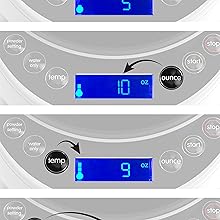 baby brezza formula pro advanced control panel displaying 4 unique combinations of settings