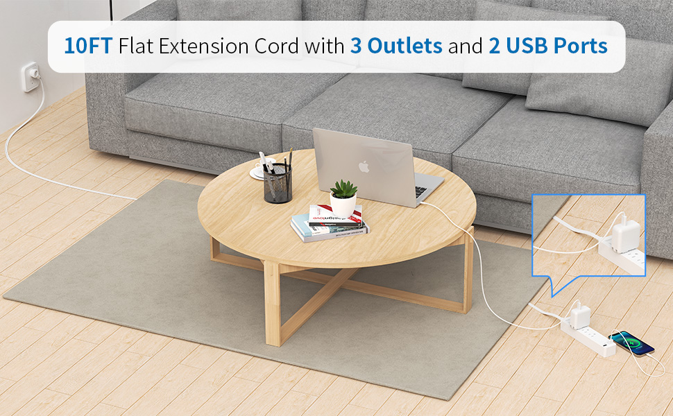 Flat Extension Cord 10 FT