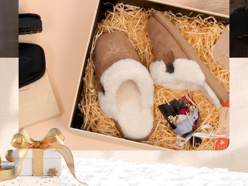 OOW Fuzzy House Slippers for Women with Memory Foam Comfy Bedroom Fluffy Western Cowgirl Boot Slippers Indoor Outdoor Square Toe