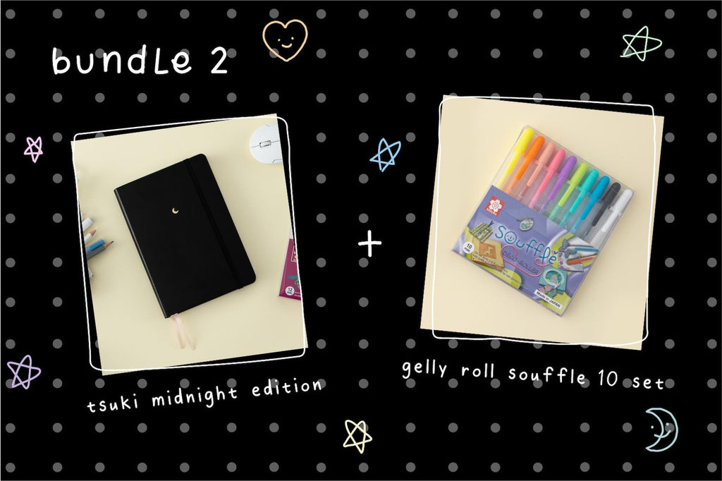 black page notebook with 10 set souffle pen