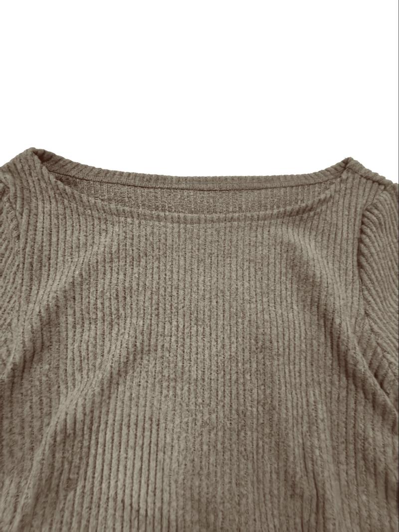 Women's Casual Striped Long Sleeve Top & Loose Pocket Pants Set, European Style Womenswear, Comfortable for Daily Wear