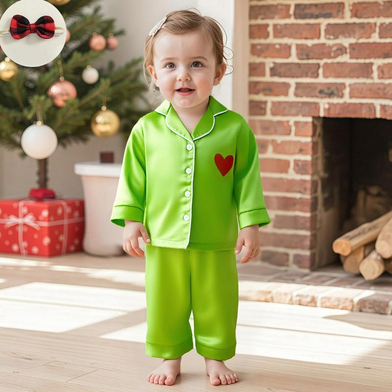 REDWOON Mommy and Me Pajamas Christmas Family Matching Sleepwear Long Sleeve Lapel V Neck Button Down Tops and Elastic Waist Pants Loungewear