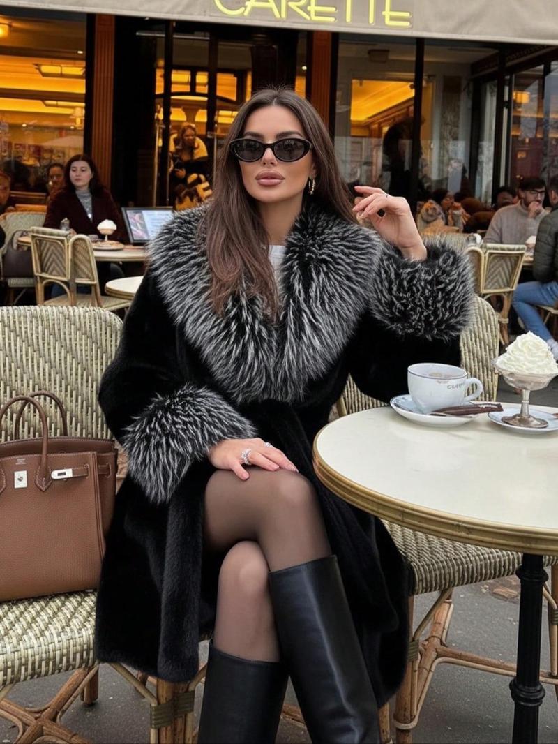 Women's Faux Fur Coat, Winter Fashion Long Sleeve Jacket, Casual Warm Outerwear, Stylish Daily Wear, Perfect for Cold Weather