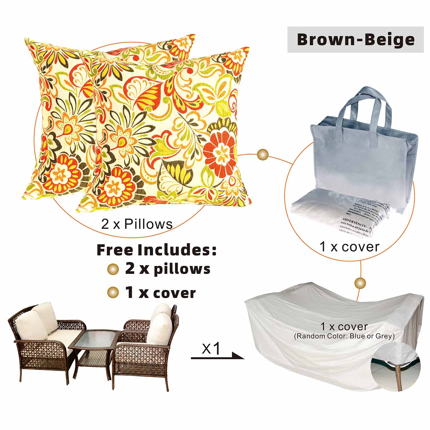 Ovios Patio Furniture Sets 4 Piece High Back