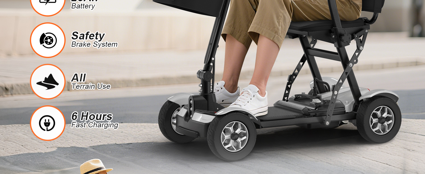 BIQISSI Mobility Scooter for Adults, 47lbs Foldable Electric Powered Scooter w/350LBS Capacity