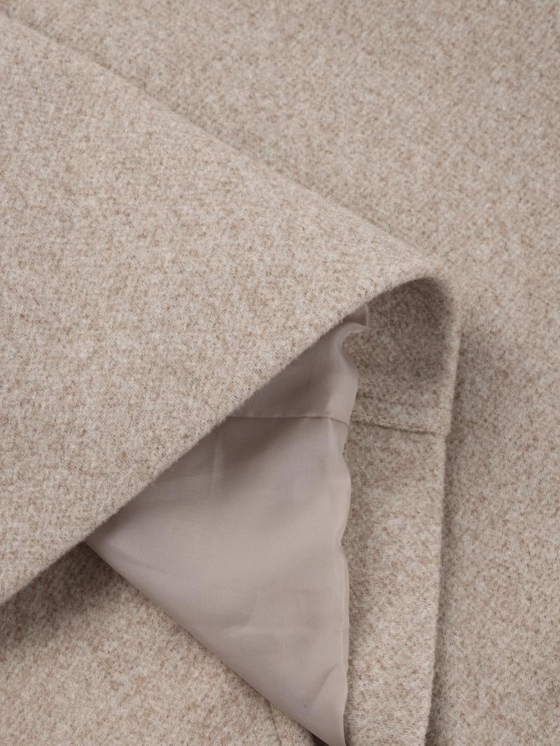 Women's Fall Winter Mid-Length Plain Woolen Coat, Warm Fitted Jacket with Fur Collar, Waist Belt & Pockets, Casual Style