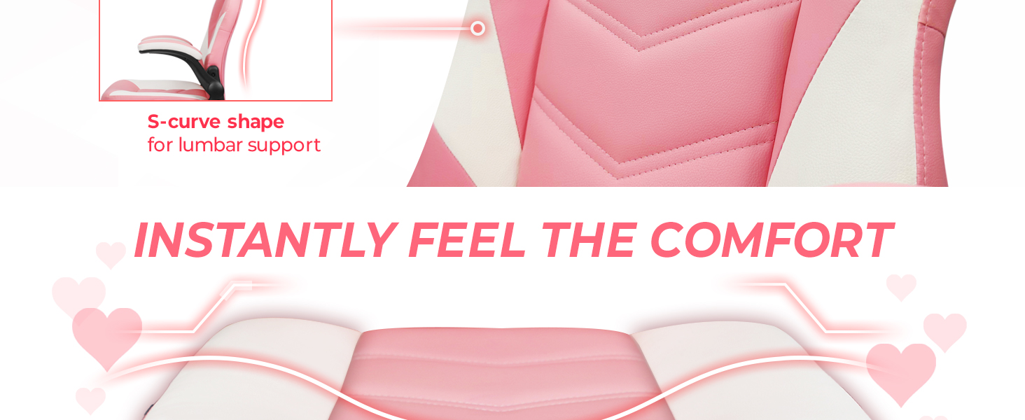 Supportive chair featuring s-curve shape for lumbar support