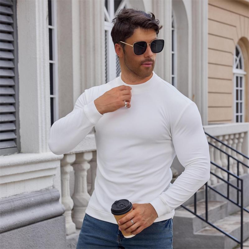 STREVATE Men's Lightweight Thermal Pullover Sweaters Undershirt Undershirt - Slim Long Sleeve Mock Neck for Cold Weather