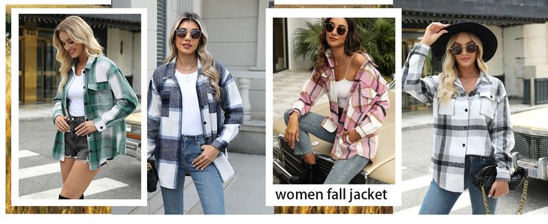 Plus Size Womens Plaid Shacket Shirt Flannel Long Sleeve Button Down Casual Fall Blouses Tops Winter Coats Holiday Haul US 2025 Deals Oversize Check Fashion