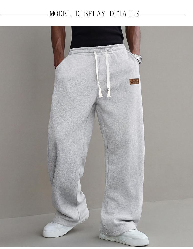 Autumn And Winter Men's Casual Pants Cotton Blend Stretch Comfortable Sports Casual Trousers Men Loose Straight Cut Daily Commuter Men's Long Pants With Drawstring Versatile Casual Sweatpants For Men simple casual