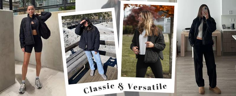 Tanming Women's Lightweight Quilted Puffer Jacket Long Sleeve Full Zip Casual Padded Coat with Side Pockets TikTokShopBlackFriday