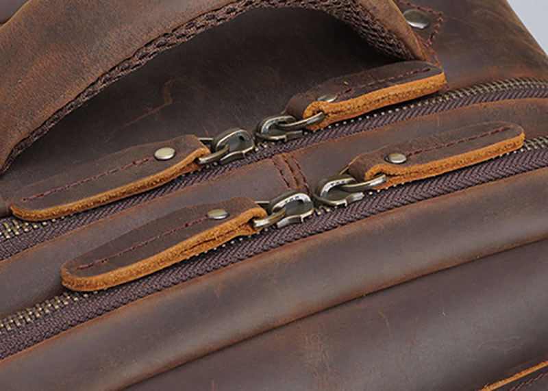 Detail&nbsp;Show&nbsp;of&nbsp;Zipper of Leather Backpack