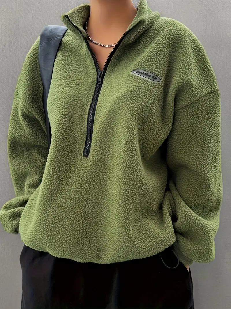   front plush pullover sweatshirt casual long sleeve sweatshirt womens clothing details 7