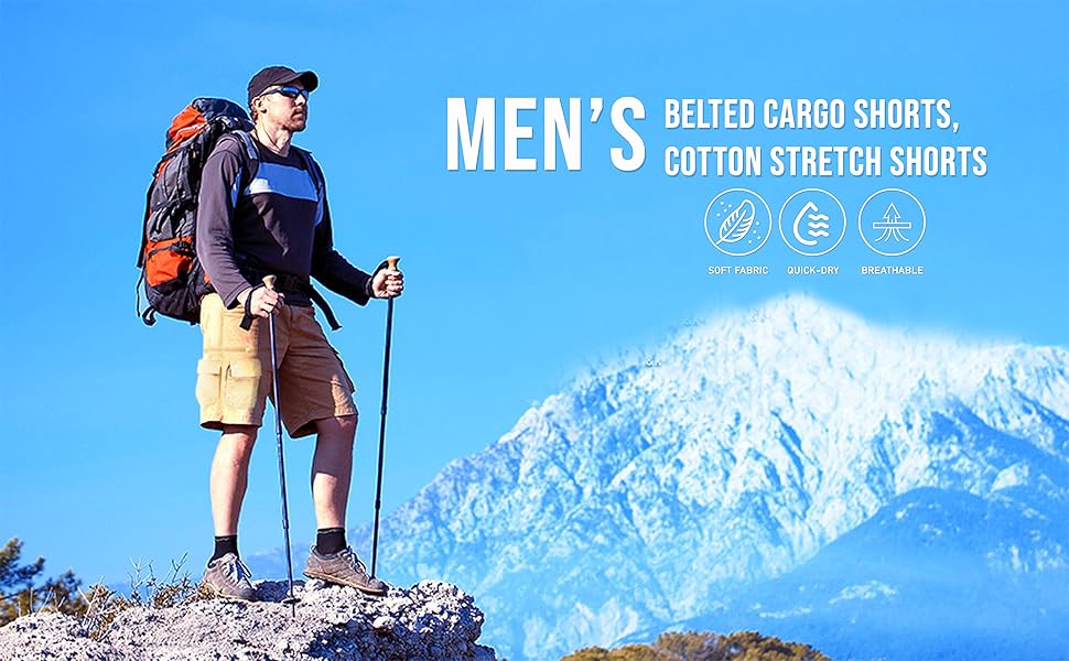 Men's Belted Cargo Shorts, Cotton