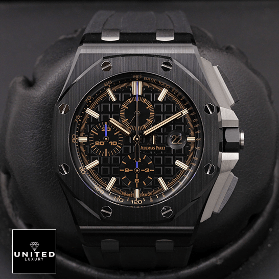 AP Royal Oak 26405CE.OO_.A002CA.02 Black Dial Replica front view black background