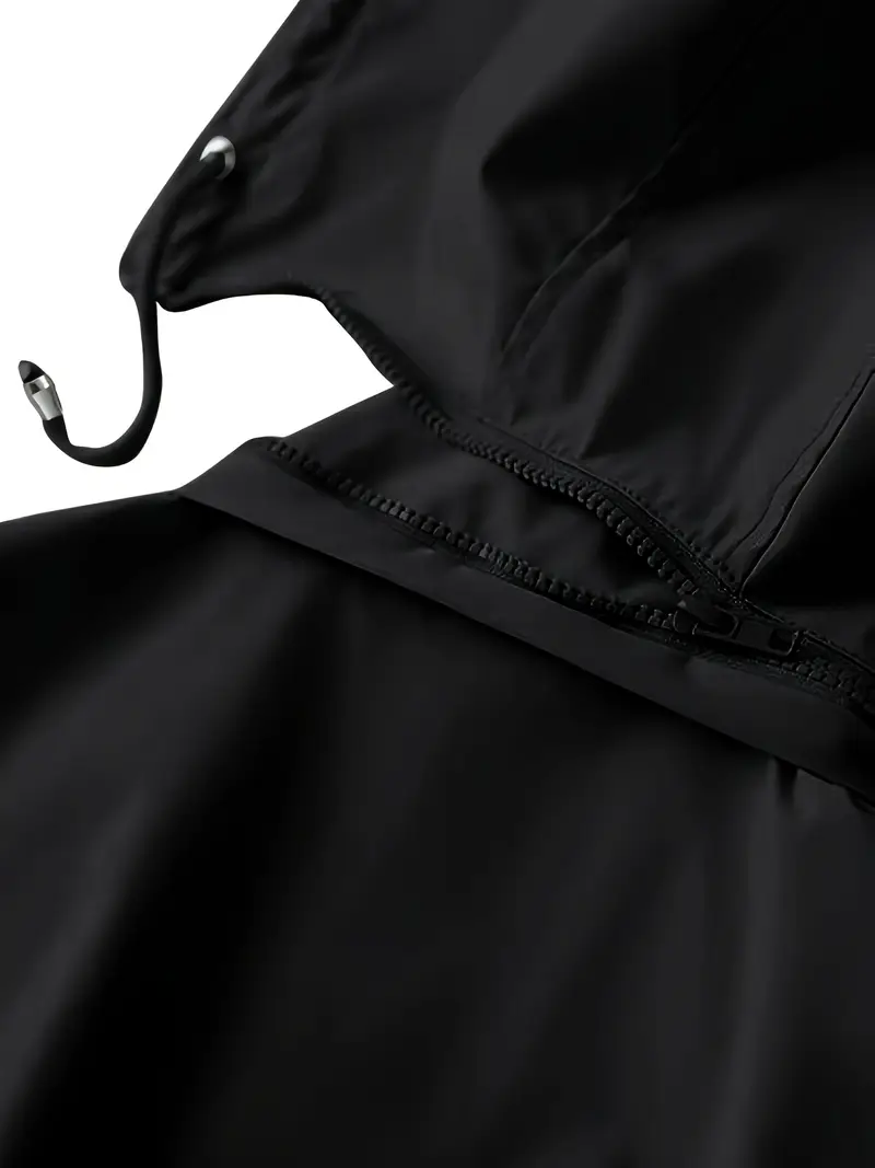 plus size womens plus size lightweight hooded windbreaker jacket casual zip up with adjustable waist long sleeves and pockets solid color for   outdoor spring jacket adjustable waist jacket durable fabric jacket details 18