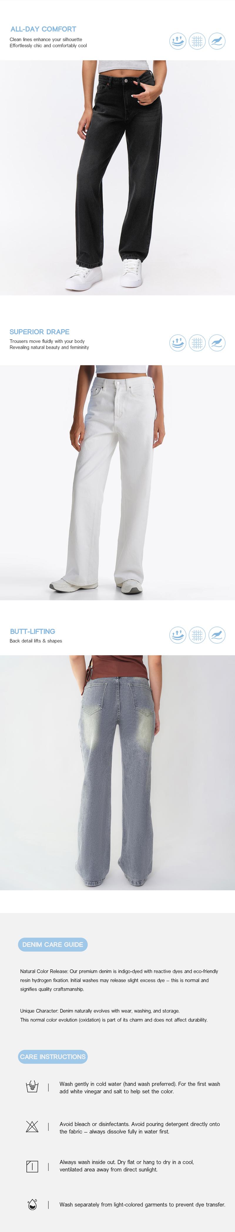 KatchMe Women's Minimalist High Waist Denim Stretch Wide Leg Jeans, Trendy Multi-Pocket Denim Trousers for Women, Classic Women's Pants, Street Womenswear