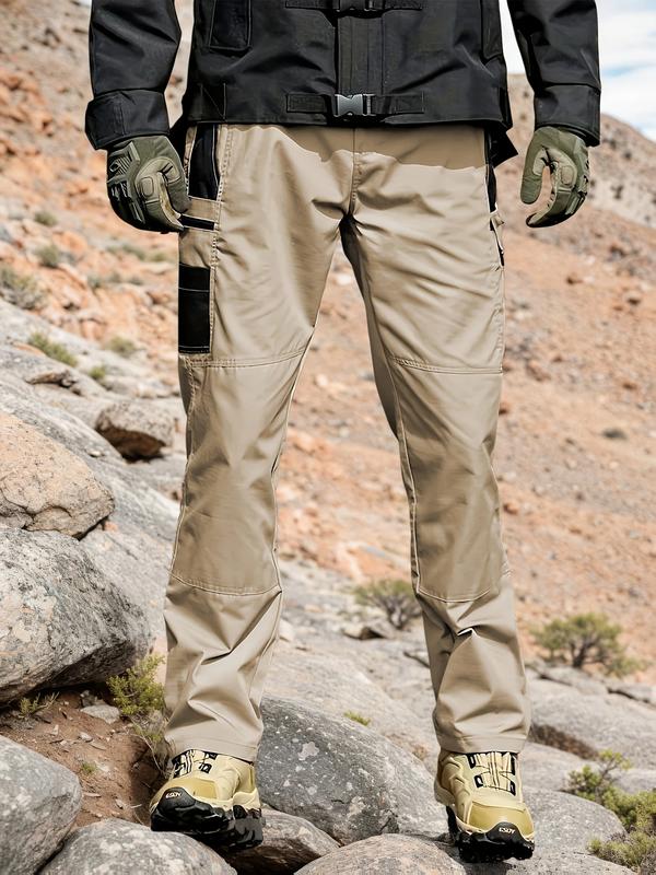 HOMUG Men's Solid Color Tactical Work Pants, with Multiple Pockets and Zipper Closures, Durable Outdoor Training Pants, Available in Multiple Colors, 230 Grams Per Square Meter Men's Set.