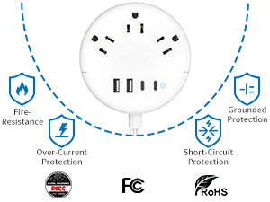 flat extension cord 15 ft multiple outlets usb ports extender power strip flat plug c under carpet