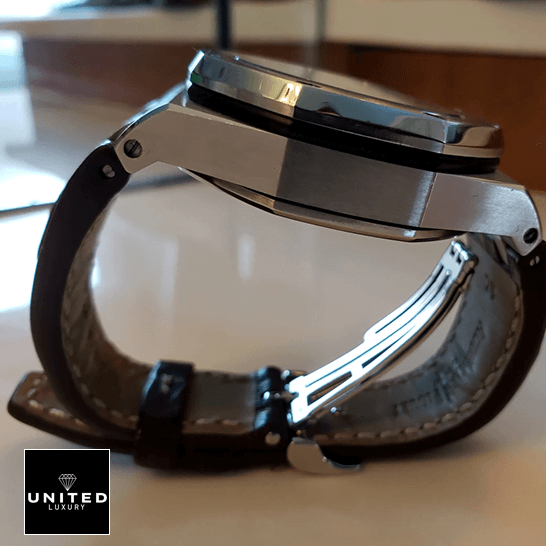 Audemars Piguet Royal Oak Stel Case Leather Black Bracelet Replica side view