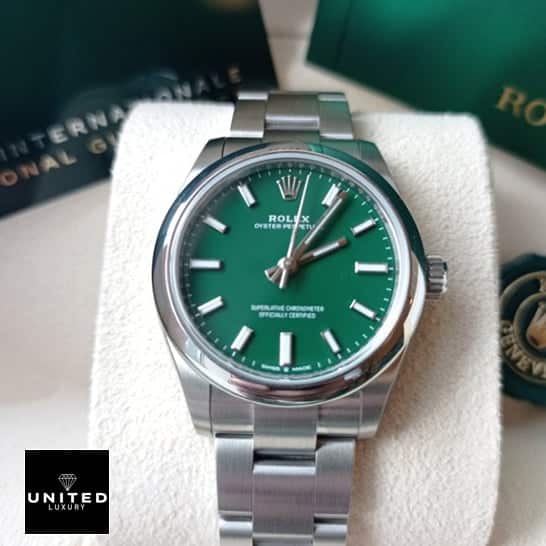 Rolex Perpetual 31 277200 Green Dial Stick indices & stick dot Replica