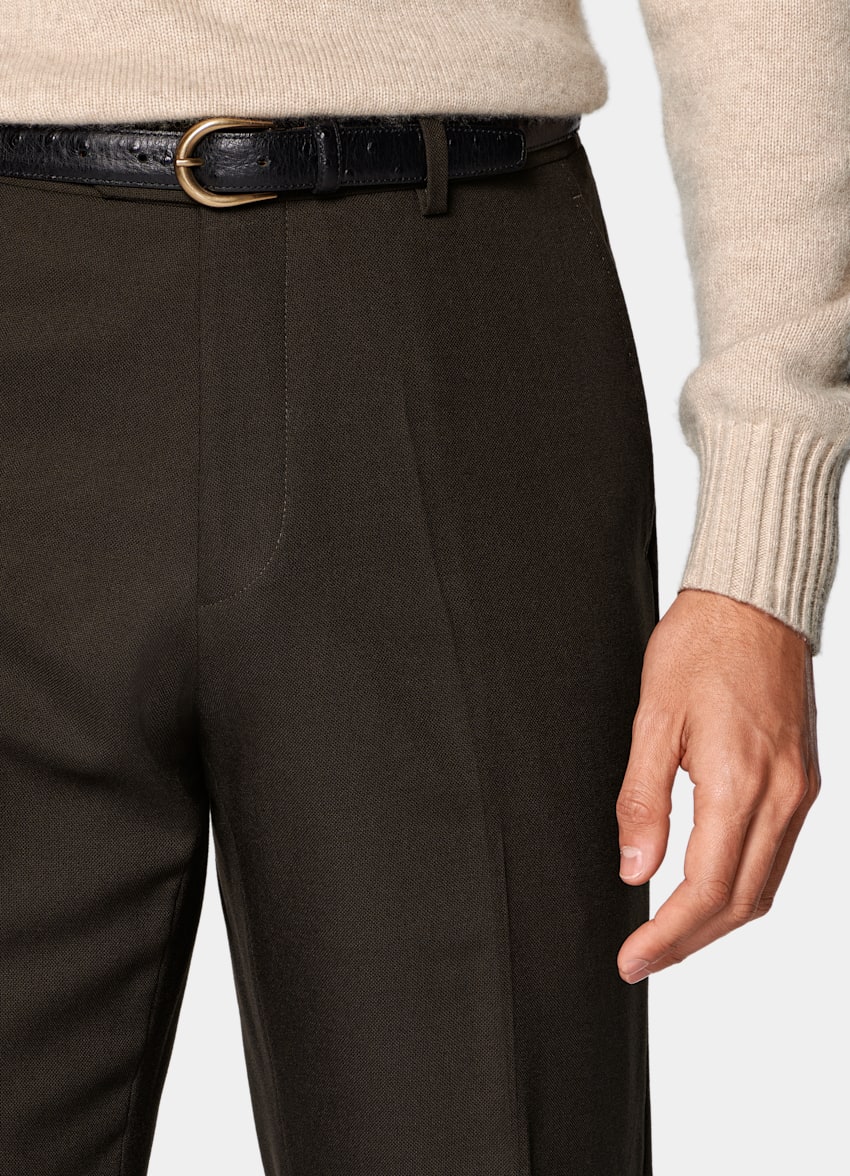 Dark Brown Straight Leg Pants - 1