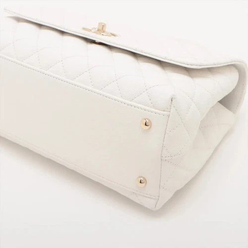 Chanel Coco handle 29 S Caviar Skin 2 Way Handbag White Gold Metal Fittings rand - Picture 3 of 17