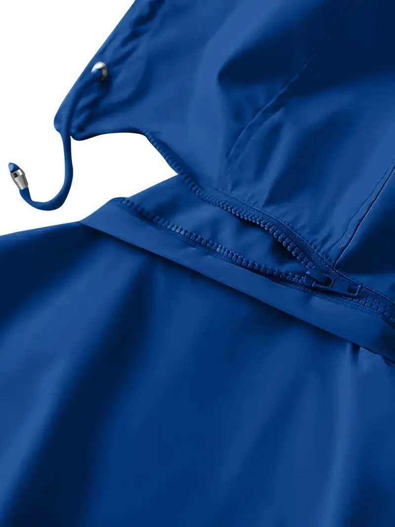 plus size womens plus size lightweight hooded windbreaker jacket casual zip up with adjustable waist long sleeves and pockets solid color for   outdoor spring jacket adjustable waist jacket durable fabric jacket details 8